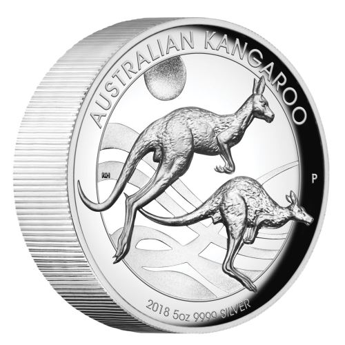 Perth-Mint-New-Release:-Australian-Kangaroo-2018-5-Oz-Silver-Proof-High-Relief-Coin